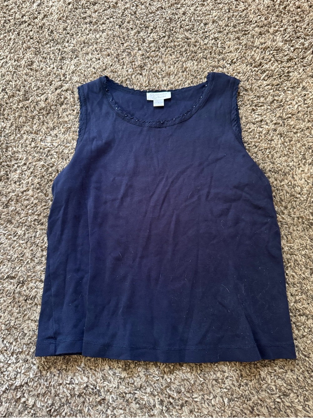 Christopher & Banks Navy Sleeveless Cotton Tank